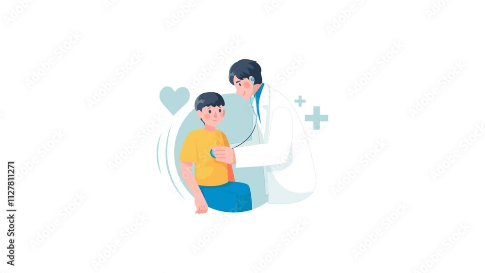Kid Consultation with Doctor 2D Animated Illustration Kid Consultation with Doctor 2D Animated Illustration
