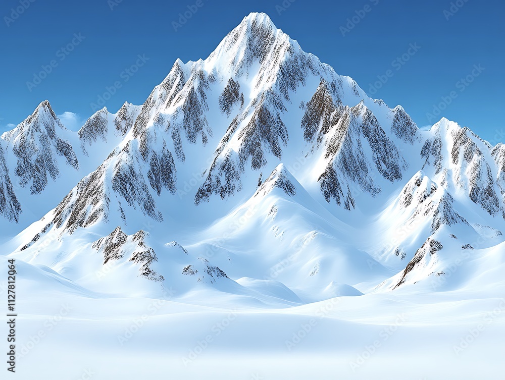 Obraz premium Majestic Snowcapped Mountains Under a Clear Blue Sky