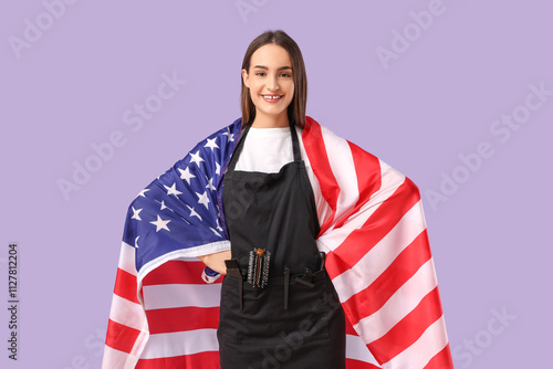 Female hairdresser with USA...