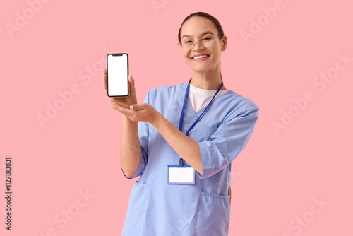 Female doctor with blank mo...