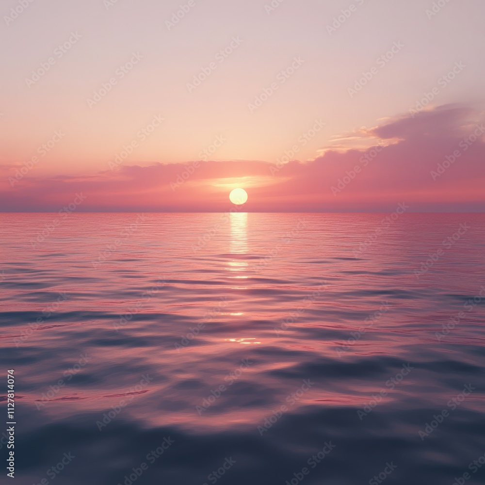 Tranquil Sunset Over Calm Sea Waves Tranquil Sunset Over Calm Sea Waves