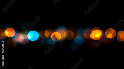Defocused blue yellow orange radiance soft texture on dark black abstract empty space background. neon blur glow. color light overlay. copy space. Radiance. Illustration
