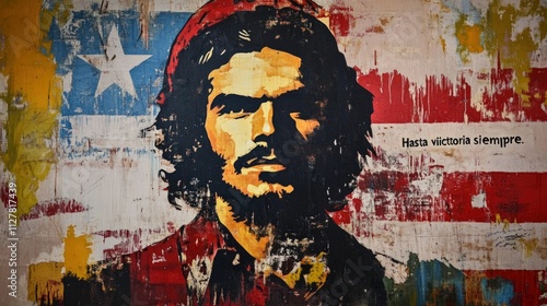 Wallpaper Mural Here's a 10-word description of the image: Distressed mural: Che Torontodigital.ca