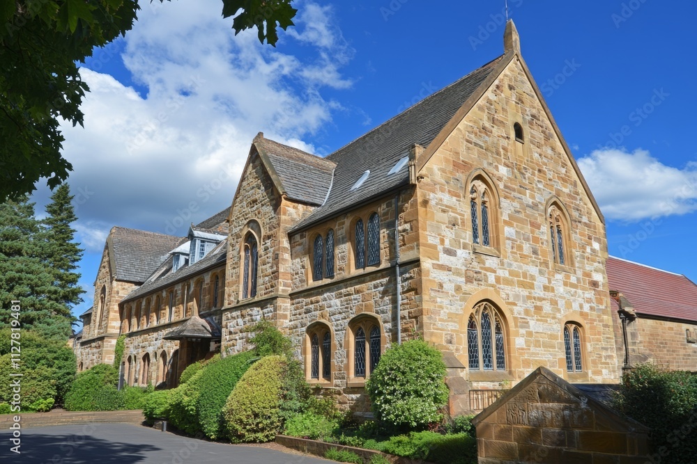 Historic Stone Building, Sunny Day Historic Stone Building, Sunny Day