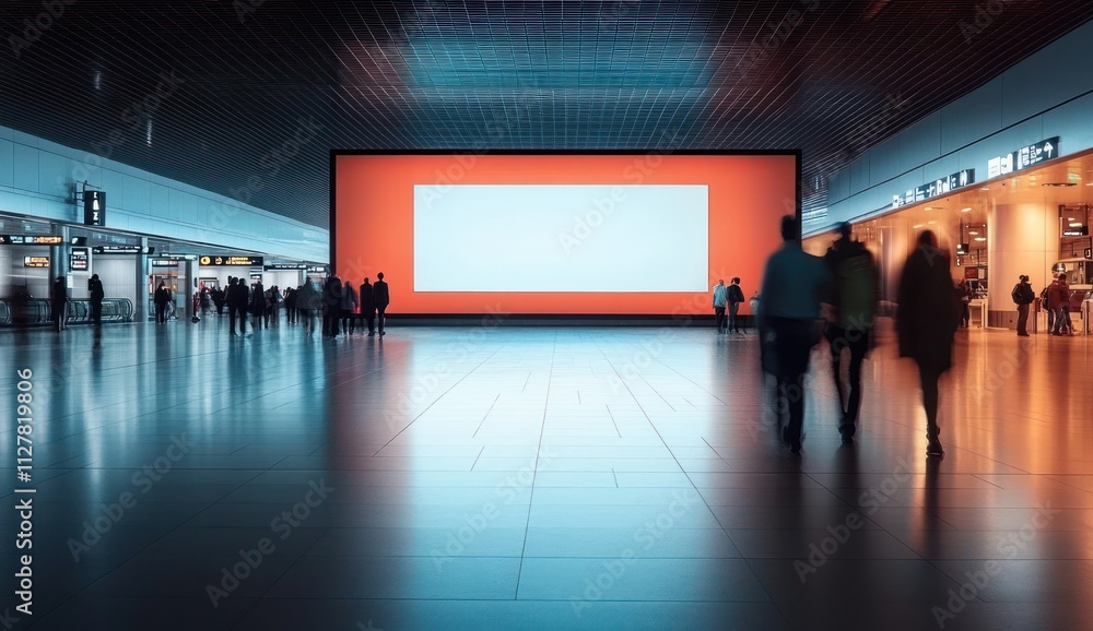 Modern Airport Terminal Blank Screen Mockup for Advertisement in High Contrast Minimalistic Design Modern Airport Terminal Blank Screen Mockup for Advertisement in High Contrast Minimalistic Design