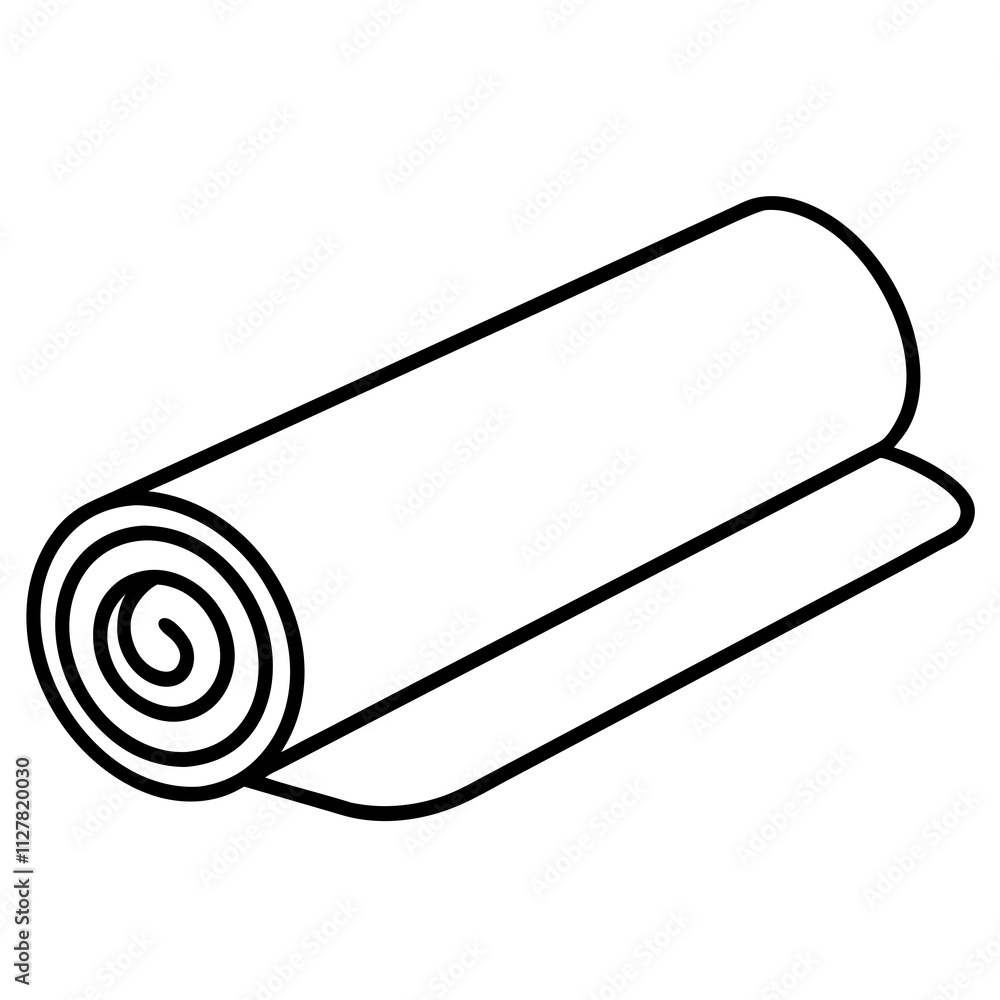 3d rendering of a half rolled yoga mat isolated on white background 