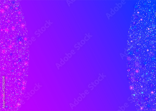 Holographic Tinsel. Falling Dust. Laser Surprise Backdrop. Unicorn Burst. Purple Happy Background. Iridescent Confetti. Cristal Poster. Glare Concept. Pink Holographic Tinsel