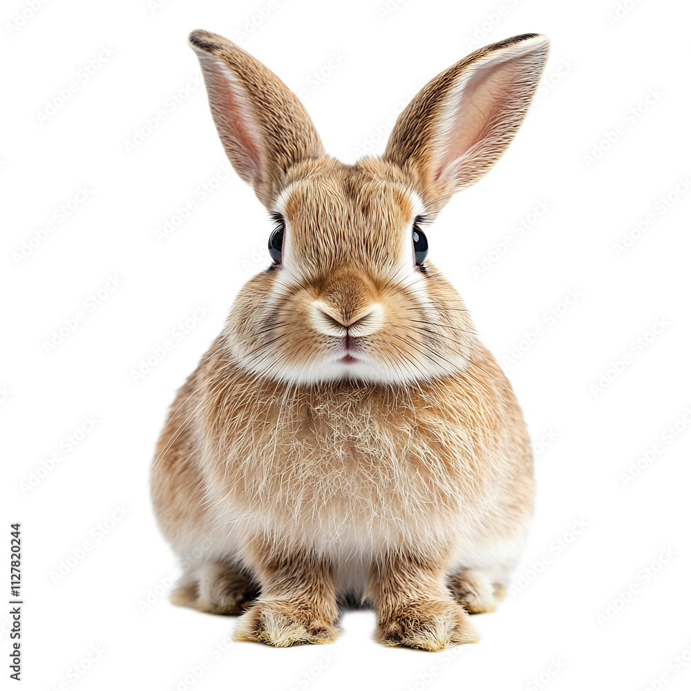 Obraz premium Closeup Portrait of a Cute and Fluffy Rabbit in a White Studio