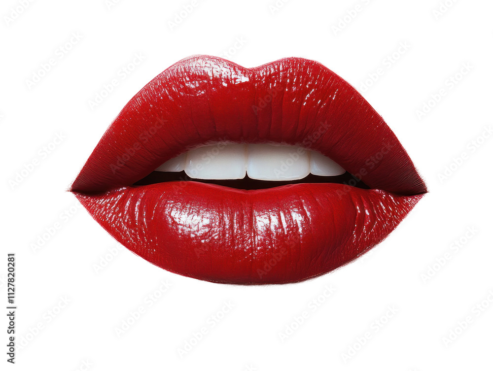 Obraz premium Glossy Red Lips Close-Up Shot