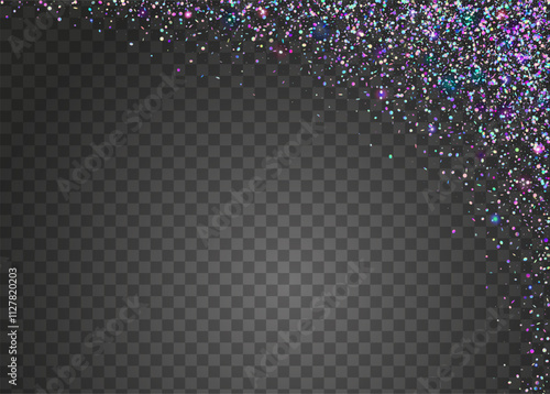 Hologram Confetti. Light Pattern. Happy Abstract Backdrop. Blue Disco Burst. Falling Banner. Iridescent Background. Holographic Effect. Digital Design. Purple Hologram Confetti