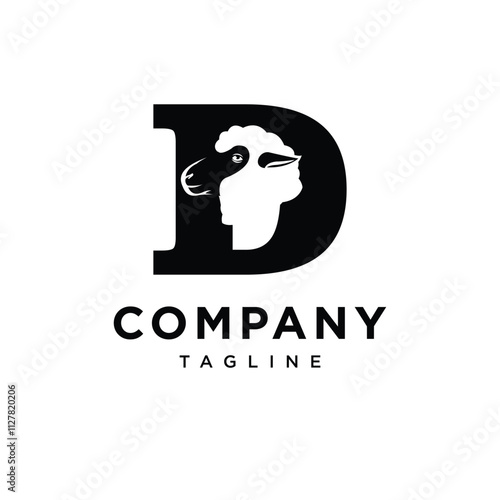  Letter D Sheep Logo Icon Vector 