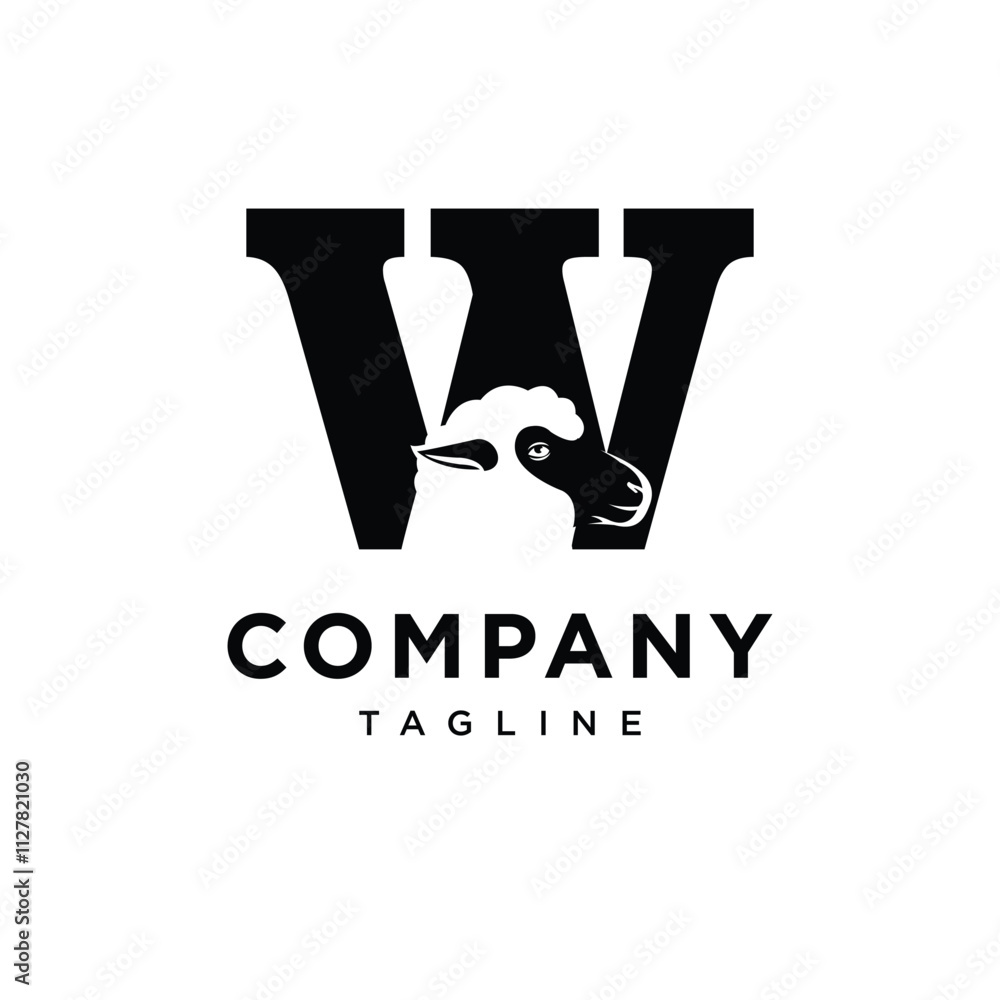 Fototapeta premium Letter W Sheep Logo Icon Vector 