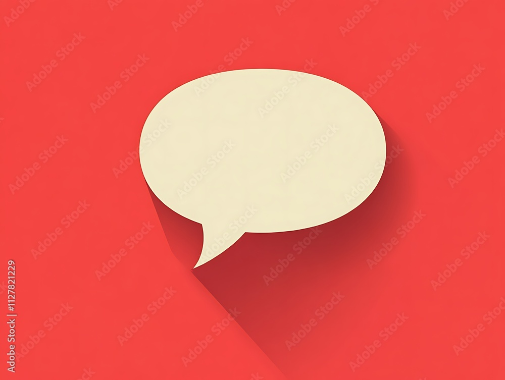 A Simple Beige Speech Bubble on Red Background A Simple Beige Speech Bubble on Red Background