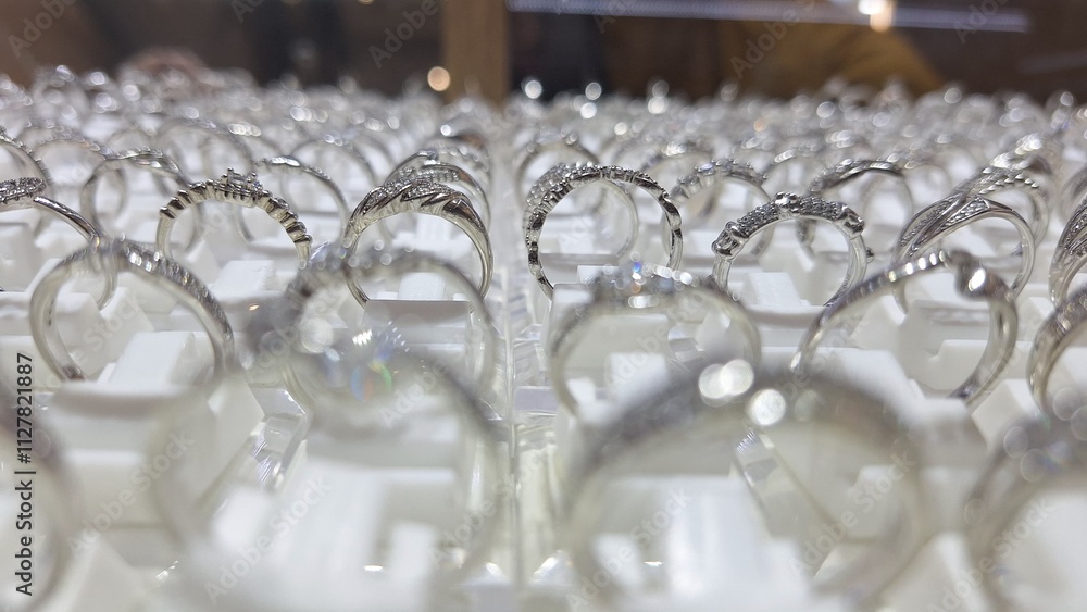 close-up photo of a row of ring jewelry