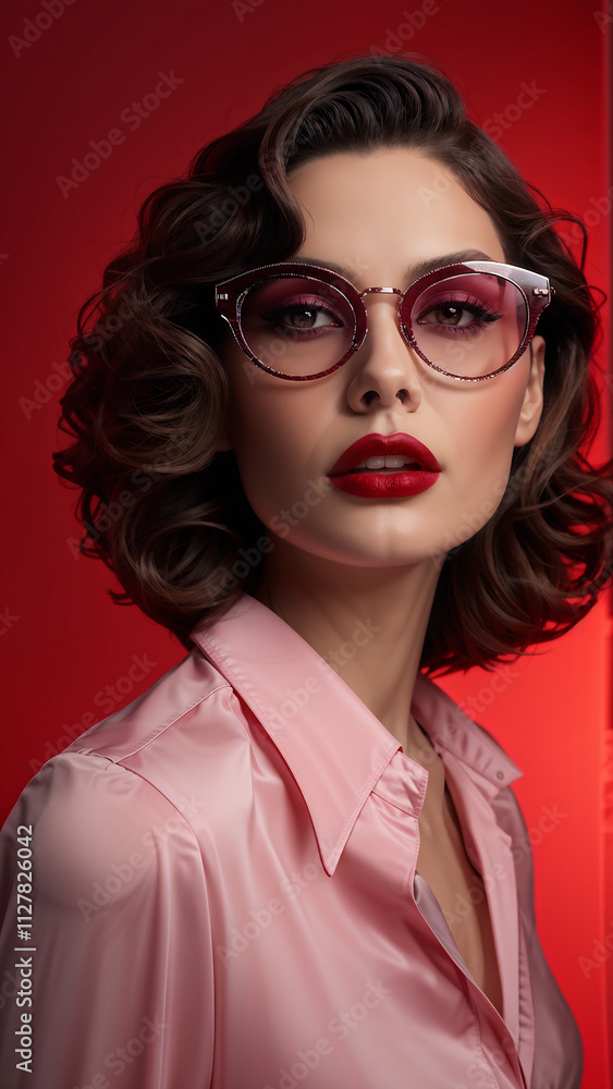 Fototapeta premium Graceful Portrait with Rosé Tones and Elegance