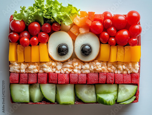 Vegetable Face Eyes Tomatoes Cucmbers Carrots Fruit Apple Lunch Box Ideas Idea Food Health Healthy photo