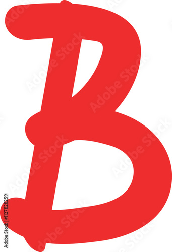 Vibrant Red Letter B, Hand-Drawn, Isolated on White