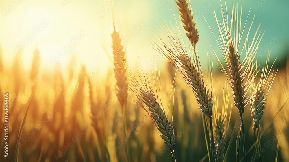 A vibrant field of crops under bright sunlight, driven by energy to release water into the air A vibrant field of crops under bright sunlight, driven by energy to release water into the air