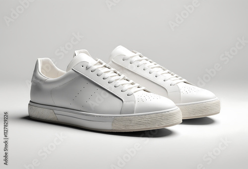 Sneakers Mockup on white on white isolated environment, plain, simple casual detailed style photo