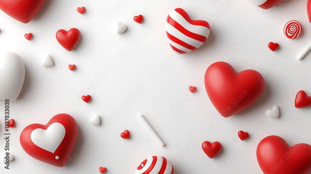 Valentine's day digital design aerial view of romantic heart decorations and love theme Valentine's day digital design aerial view of romantic heart decorations and love theme