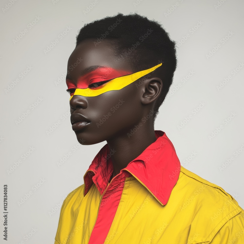 Stylish Black Woman with Abstract Face Paint Stylish Black Woman with Abstract Face Paint