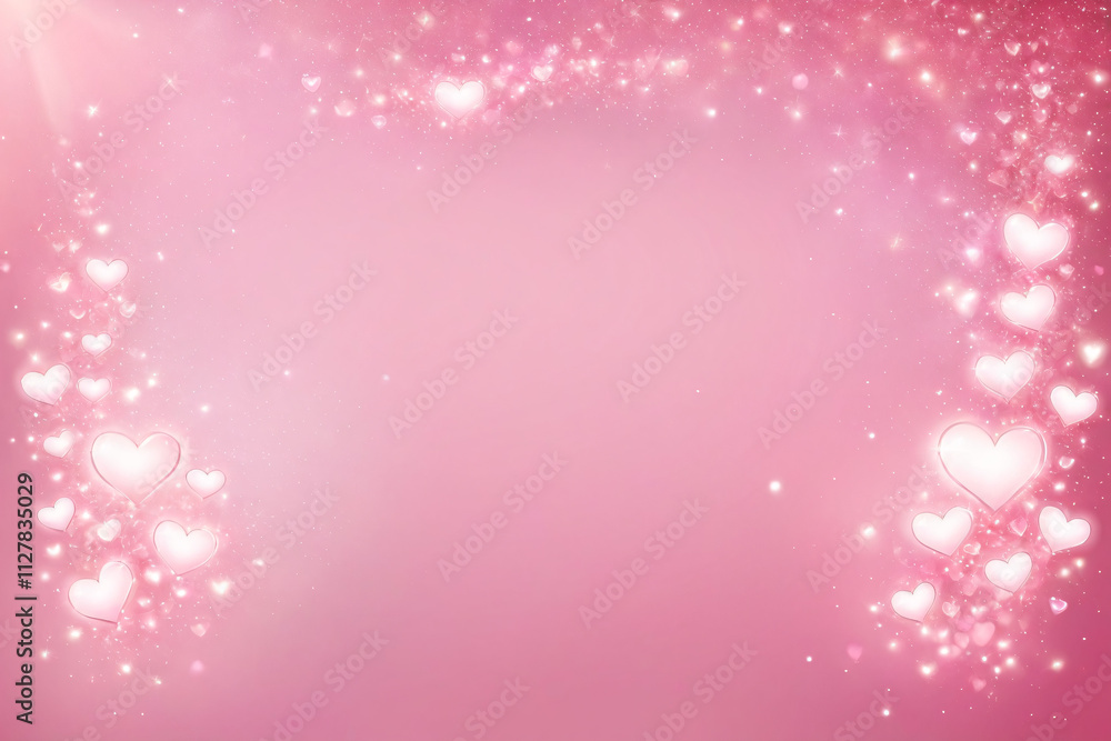 A soft pink background with glowing hearts and delicate sparkles A soft pink background with glowing hearts and delicate sparkles