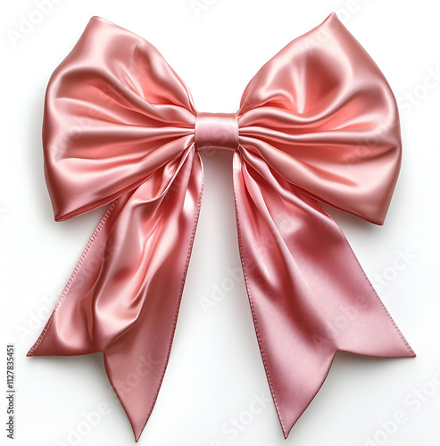 3D pink and green bow clipart, on a white background