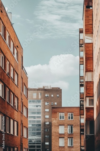 Brick Buildings Under a Cloudy Sky