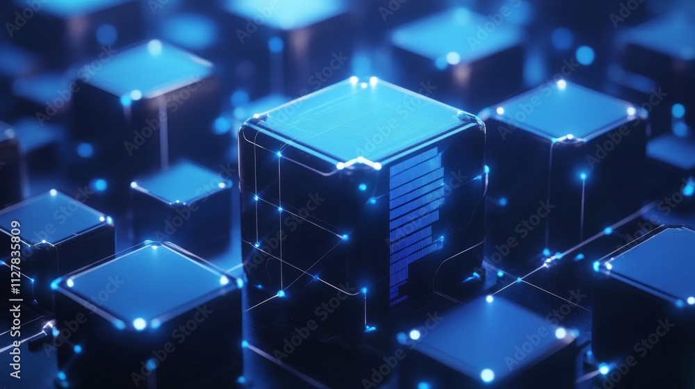 Illuminated Cubes Connected In A Digital Network Illuminated Cubes Connected In A Digital Network