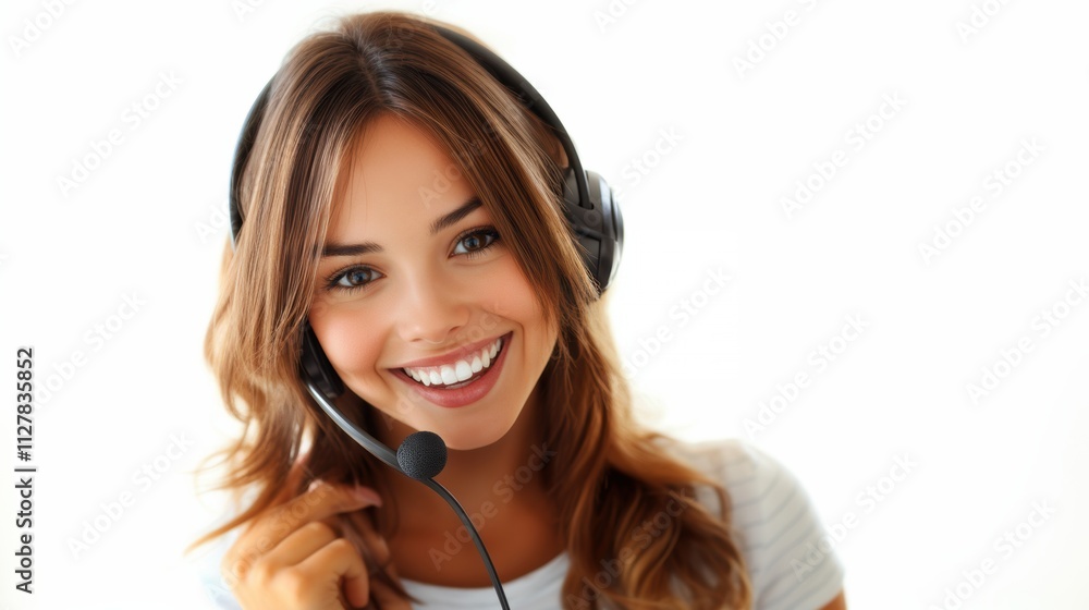 Customer support representative with headset Customer support representative with headset