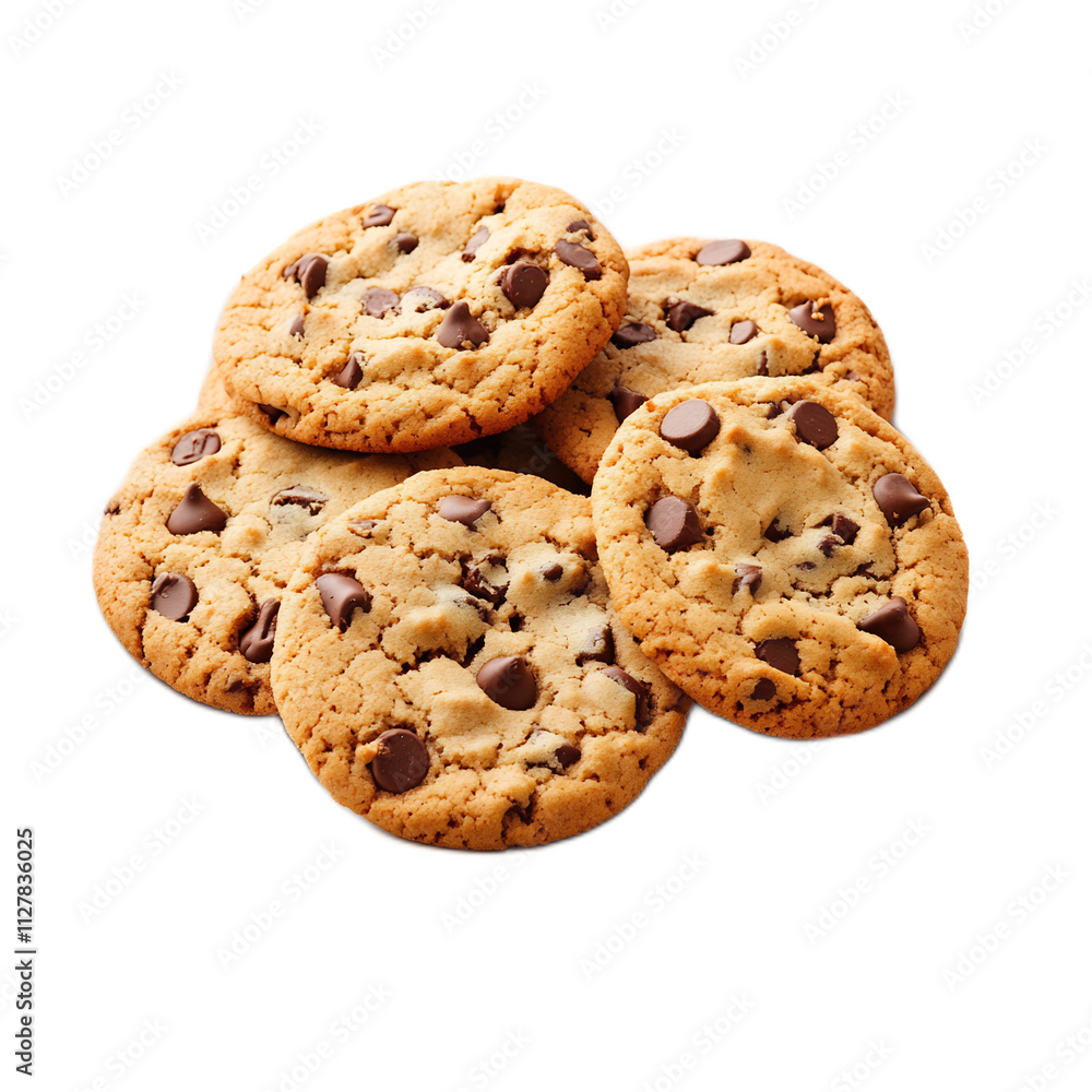 Delicious homemade chocolate chip cookies on white background Delicious homemade chocolate chip cookies on white background