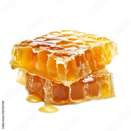 Dripping Honey Comb with Natural Sweet Texture and Golden Color photo