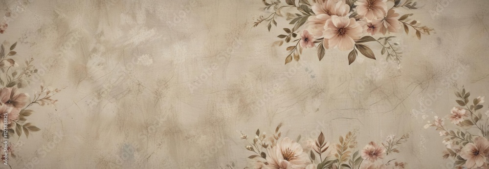 Distressed linen textured background with a subtle floral pattern, floral pattern, vintage texture Distressed linen textured background with a subtle floral pattern, floral pattern, vintage texture