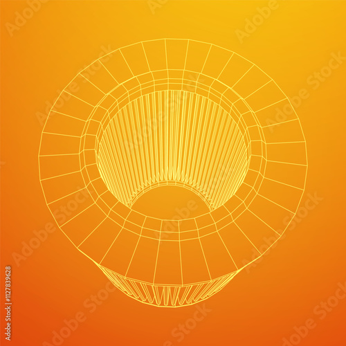 Car engine air filters. Auto spare part. Car care service maintenance. Wireframe low poly mesh vector illustration.
