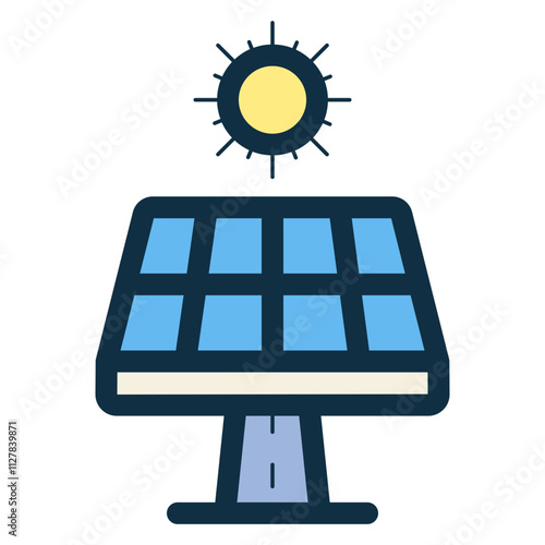 solar panel with bright sun icon