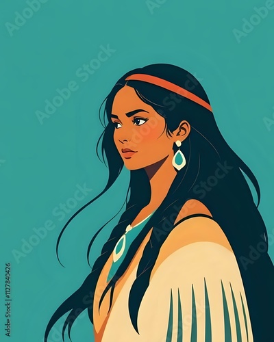 illustration de la cheffe amérindienne Pocahontas 