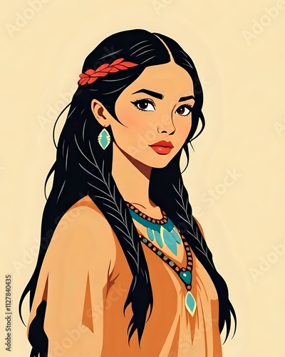 illustration de la cheffe amérindienne Pocahontas 