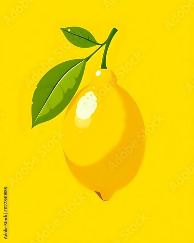 illustration vectoriel d'un citron jaune avec des feuilles photo