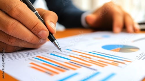 Confident businessmansigning a contract,
surrounded by financialdocuments, symbolizing priceguarantees and businesssecurity.