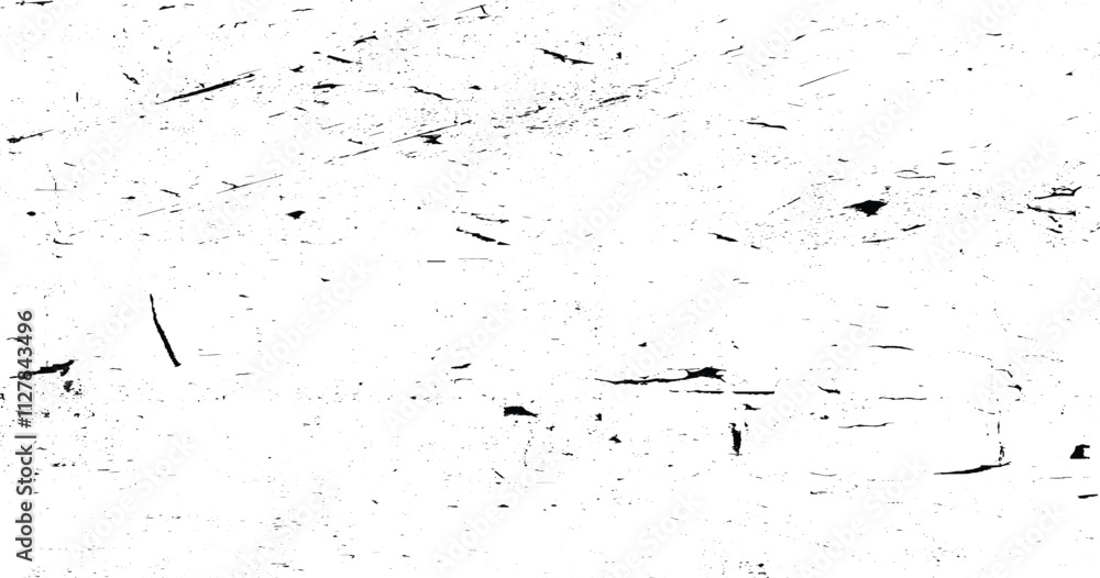 Obraz premium Grunge overlay layer. Abstract black and white vector background. Monochrome vintage surface with dirty pattern in cracks, spots. Vector textured effect. Vector illustration.