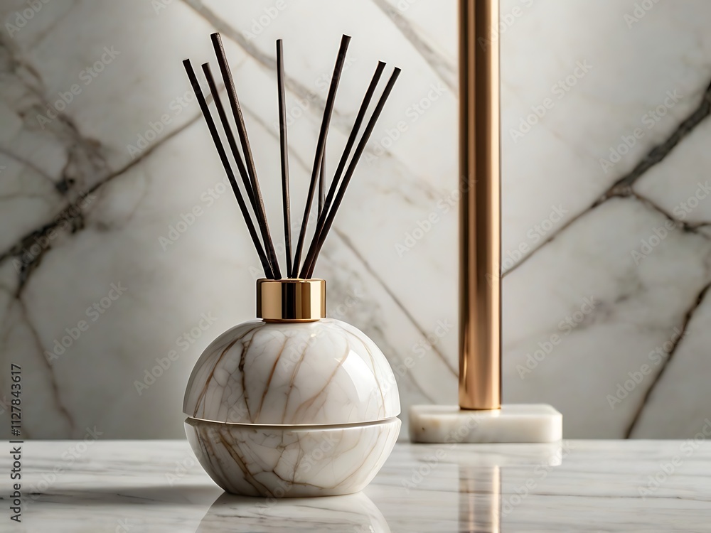 Elegant Marble Diffuser with Reed Sticks Elegant Marble Diffuser with Reed Sticks