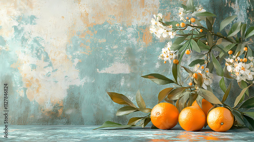 A colored theme wallpaper for phone with the colors tangerine verdigris and peach calm theme mood. Verdigris. Illustration photo