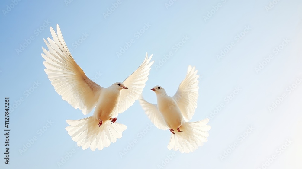 Harmony in Flight - Two Birds Soaring Together Towards Limitless Skies Symbolizing Unity and Freedom Harmony in Flight - Two Birds Soaring Together Towards Limitless Skies Symbolizing Unity and Freedom