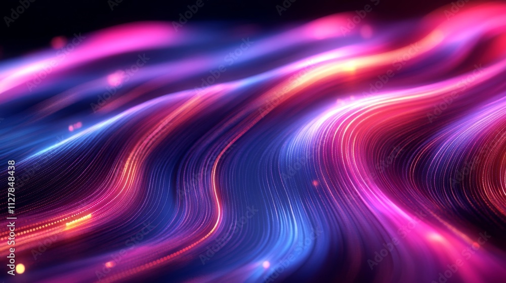 Abstract Wavy Lines Of Pink Blue And Orange Light Abstract Wavy Lines Of Pink Blue And Orange Light