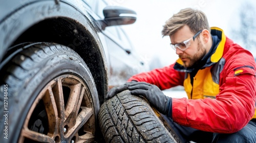 The technician carefully removes the worn winter tires from the vehicle and replaces them with fresh summer tires, ensuring optimal traction and safety for the upcoming road trip.