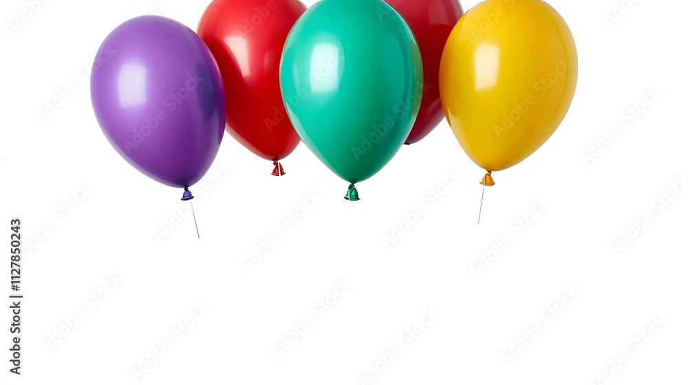Six balloons isolated on a white background. Party decoration for celebrations and birthday Six balloons isolated on a white background. Party decoration for celebrations and birthday