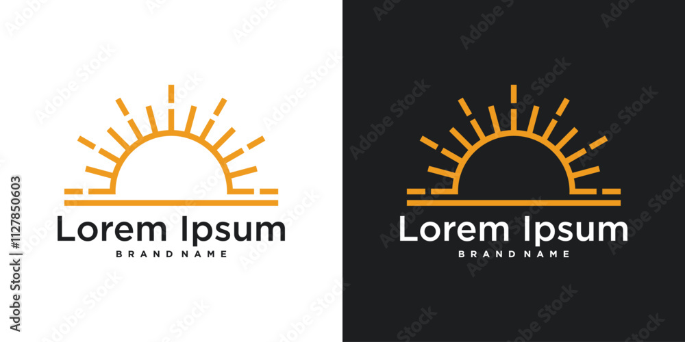 Fototapeta premium Sunrise or sunset logo design with linear style. Premium Vector