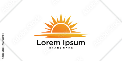 Creative sunrise or sunset logo design template. Premium Vector