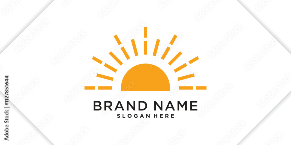 Fototapeta premium Creative sunrise or sunset logo design template. Premium Vector