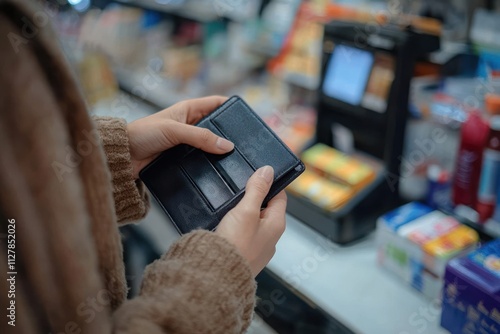 Convenience Store Payment at Checkout Counter photo